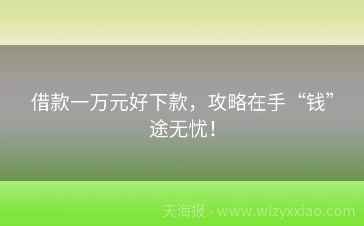 借款一万元好下款，攻略在手“钱”途无忧！