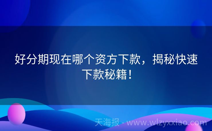 好分期现在哪个资方下款，揭秘快速下款秘籍！