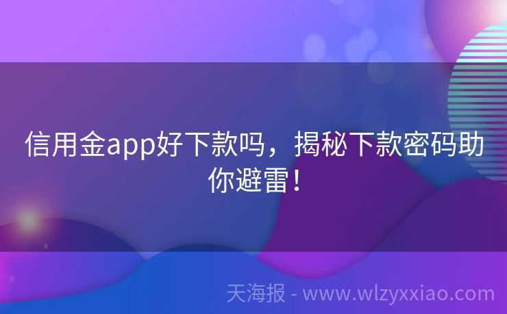 信用金app好下款吗，揭秘下款密码助你避雷！