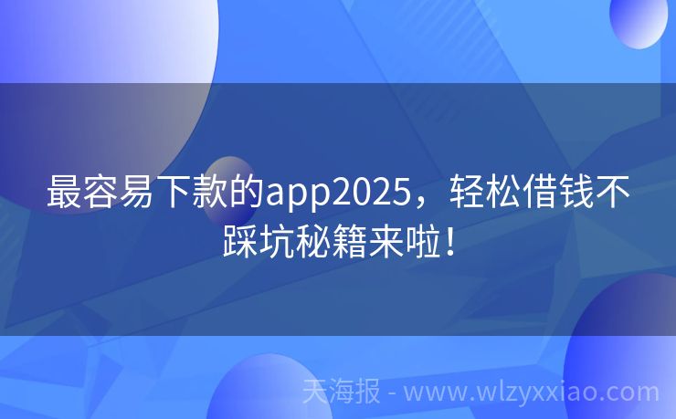 最容易下款的app2025，轻松借钱不踩坑秘籍来啦！