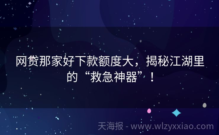 网贷那家好下款额度大，揭秘江湖里的“救急神器”！