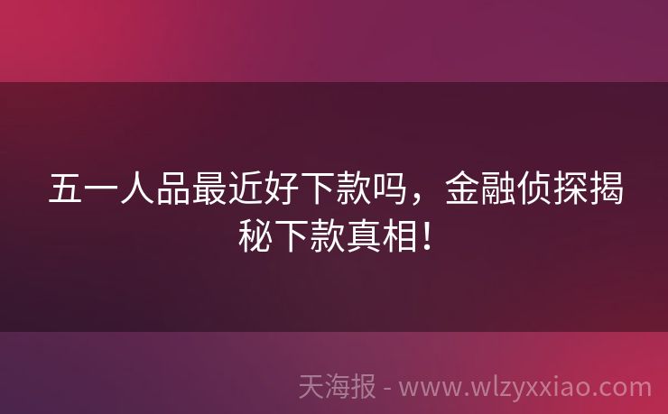 五一人品最近好下款吗，金融侦探揭秘下款真相！