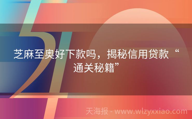 芝麻至奥好下款吗，揭秘信用贷款“通关秘籍”