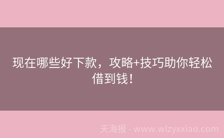 现在哪些好下款，攻略+技巧助你轻松借到钱！