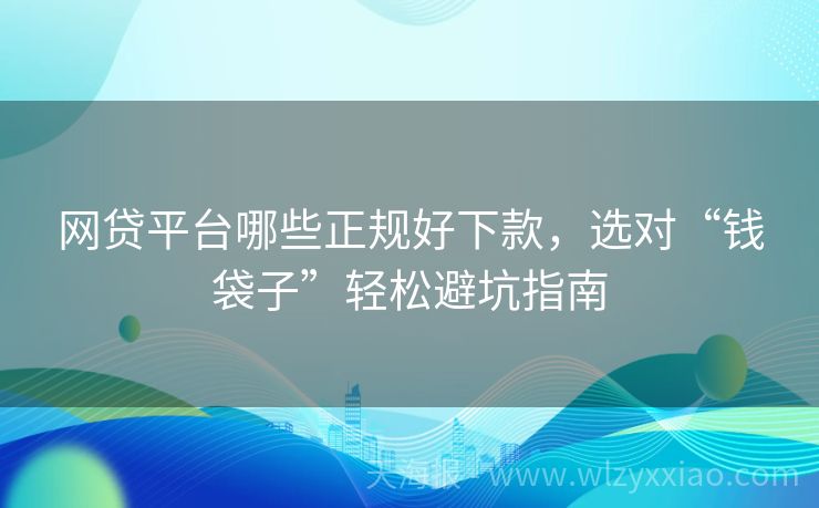 网贷平台哪些正规好下款，选对“钱袋子”轻松避坑指南