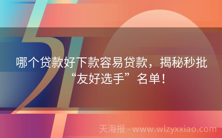 哪个贷款好下款容易贷款，揭秘秒批“友好选手”名单！