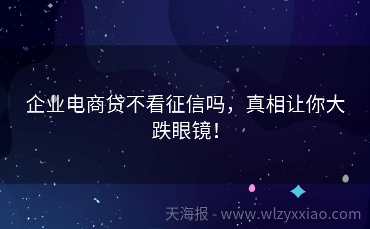 企业电商贷不看征信吗，真相让你大跌眼镜！