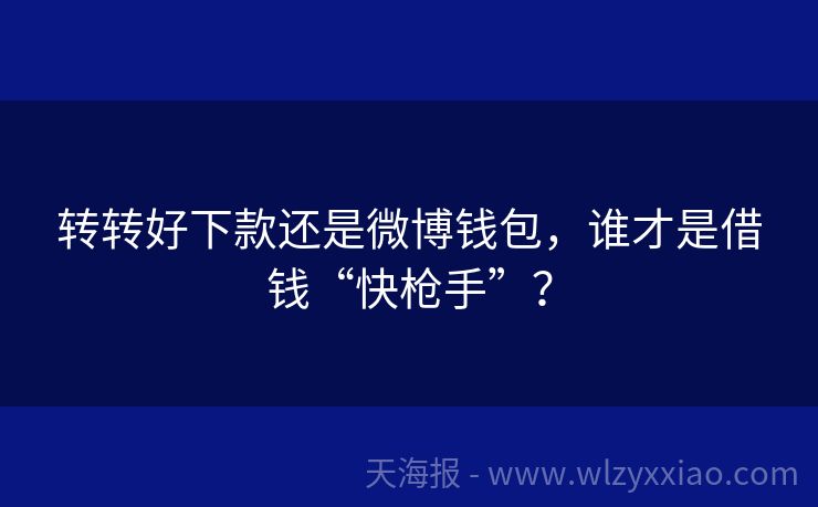 转转好下款还是微博钱包，谁才是借钱“快枪手”？