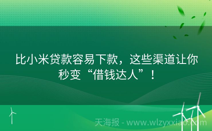 比小米贷款容易下款，这些渠道让你秒变“借钱达人”！