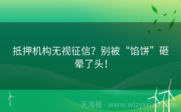 抵押机构无视征信？别被“馅饼”砸晕了头！