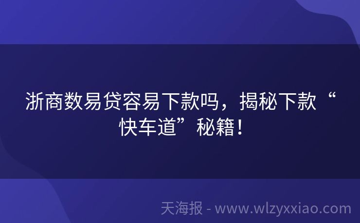浙商数易贷容易下款吗，揭秘下款“快车道”秘籍！