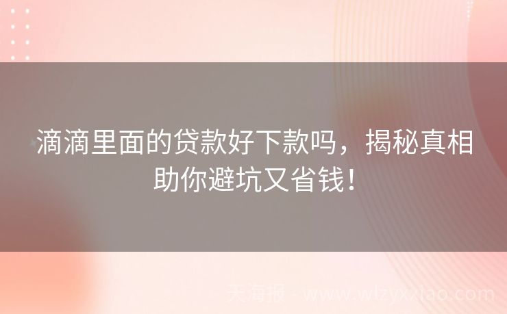 滴滴里面的贷款好下款吗，揭秘真相助你避坑又省钱！