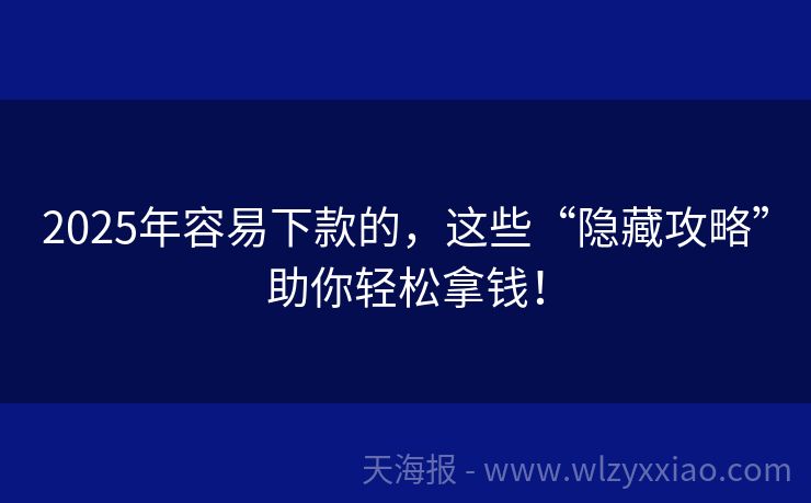 2025年容易下款的，这些“隐藏攻略”助你轻松拿钱！