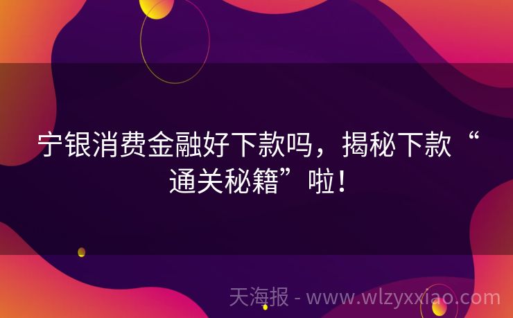 宁银消费金融好下款吗，揭秘下款“通关秘籍”啦！