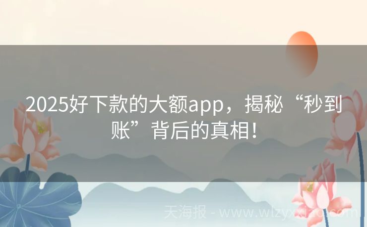 2025好下款的大额app，揭秘“秒到账”背后的真相！