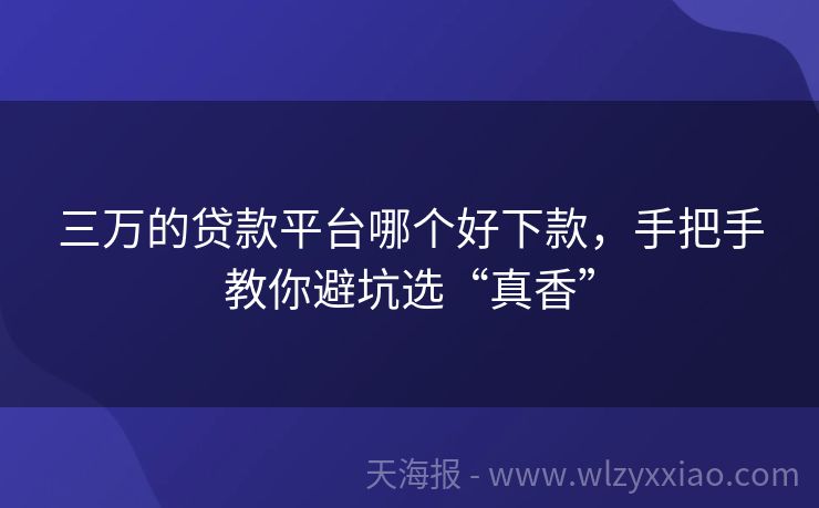 三万的贷款平台哪个好下款，手把手教你避坑选“真香”