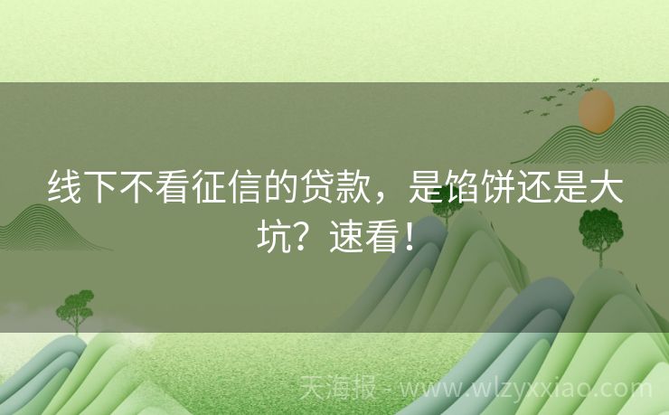 线下不看征信的贷款，是馅饼还是大坑？速看！