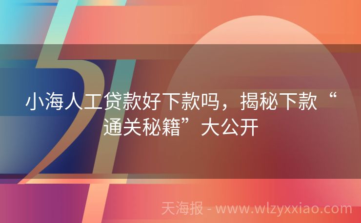 小海人工贷款好下款吗，揭秘下款“通关秘籍”大公开