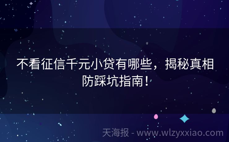 不看征信千元小贷有哪些，揭秘真相防踩坑指南！