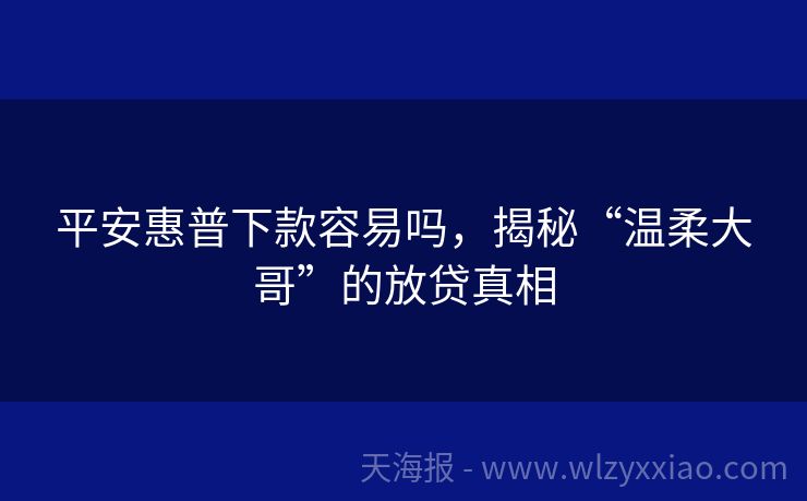 平安惠普下款容易吗，揭秘“温柔大哥”的放贷真相
