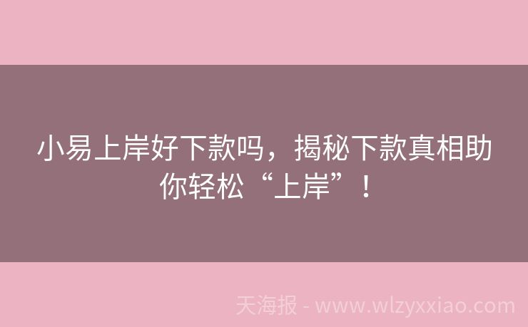小易上岸好下款吗，揭秘下款真相助你轻松“上岸”！