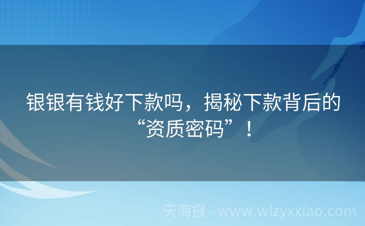 银银有钱好下款吗，揭秘下款背后的“资质密码”！