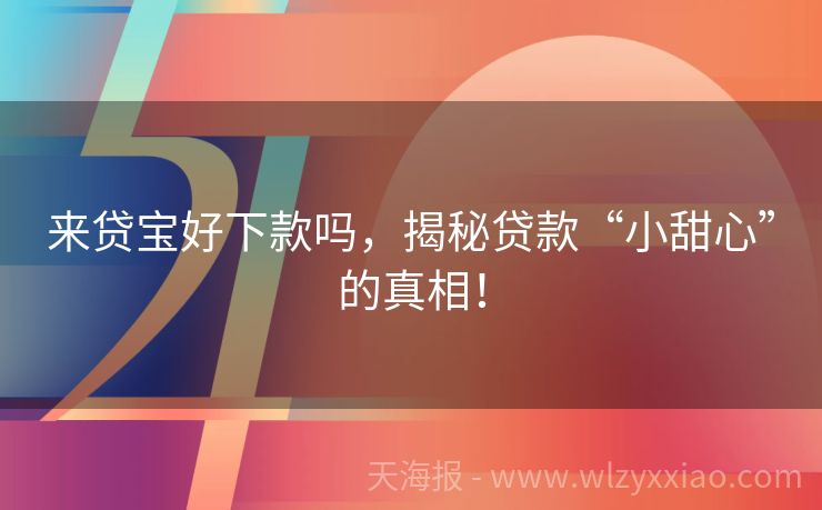 来贷宝好下款吗，揭秘贷款“小甜心”的真相！