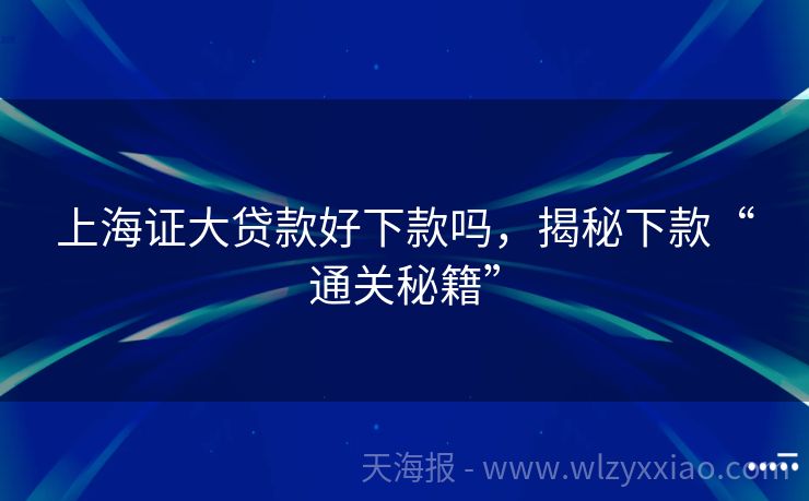 上海证大贷款好下款吗，揭秘下款“通关秘籍”