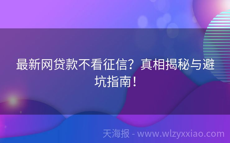 最新网贷款不看征信？真相揭秘与避坑指南！