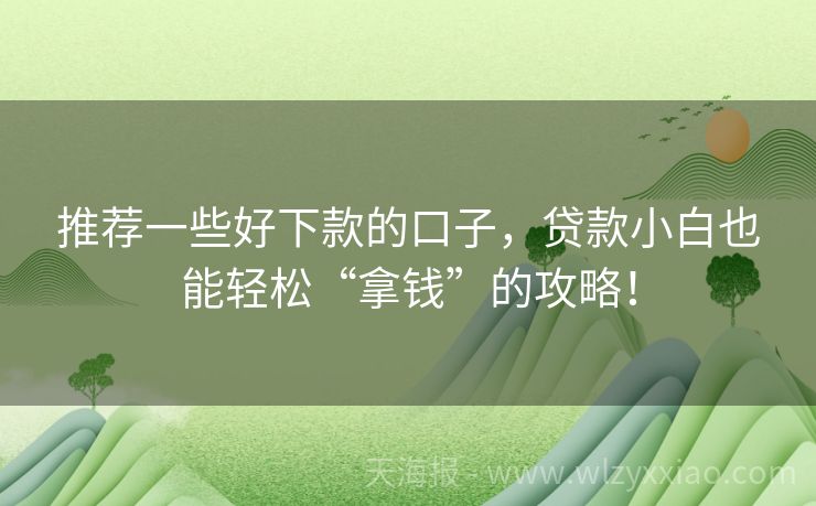 推荐一些好下款的口子，贷款小白也能轻松“拿钱”的攻略！