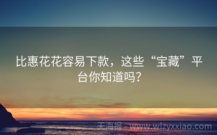 比惠花花容易下款，这些“宝藏”平台你知道吗？