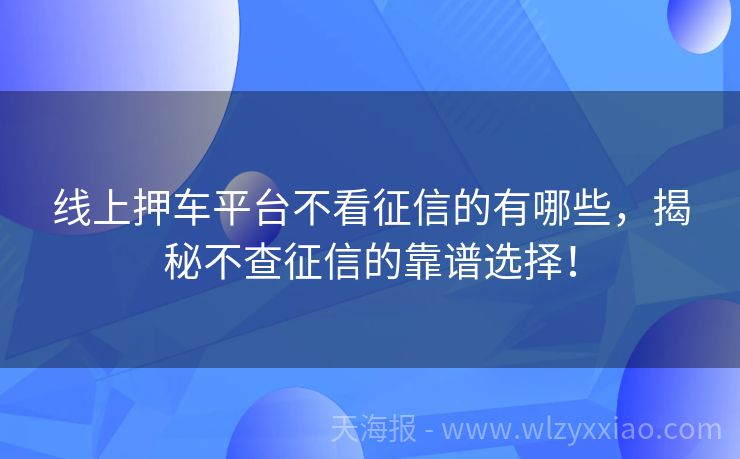 线上押车平台不看征信的有哪些，揭秘不查征信的靠谱选择！