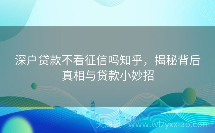 深户贷款不看征信吗知乎，揭秘背后真相与贷款小妙招