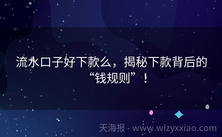 流水口子好下款么，揭秘下款背后的“钱规则”！