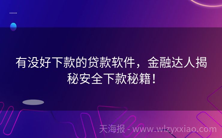 有没好下款的贷款软件，金融达人揭秘安全下款秘籍！