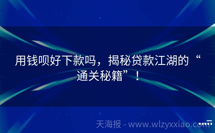 用钱呗好下款吗，揭秘贷款江湖的“通关秘籍”！