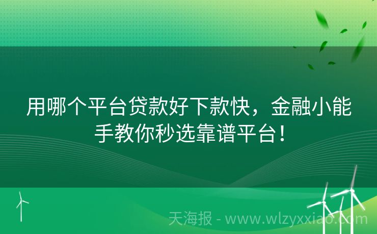 用哪个平台贷款好下款快，金融小能手教你秒选靠谱平台！