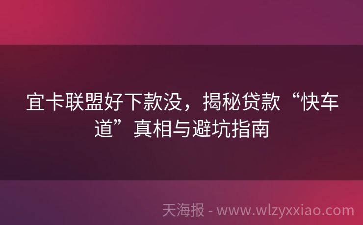 宜卡联盟好下款没，揭秘贷款“快车道”真相与避坑指南