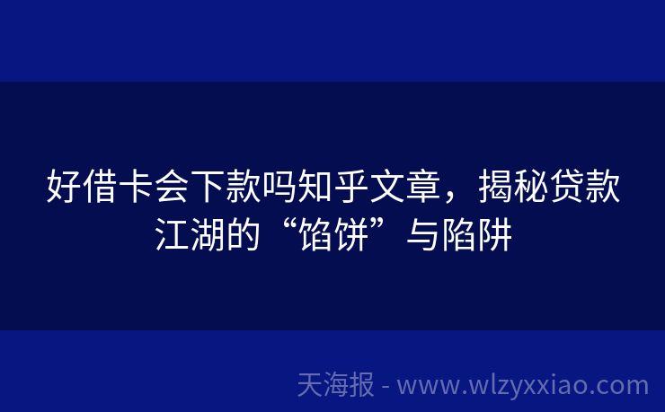 好借卡会下款吗知乎文章，揭秘贷款江湖的“馅饼”与陷阱