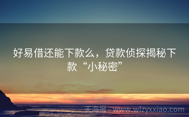 好易借还能下款么，贷款侦探揭秘下款“小秘密”