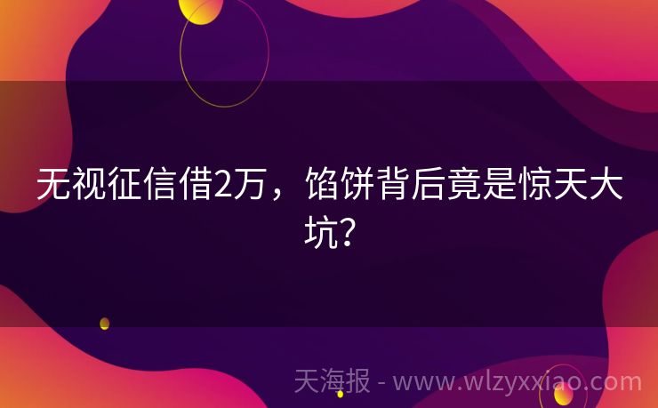 无视征信借2万，馅饼背后竟是惊天大坑？