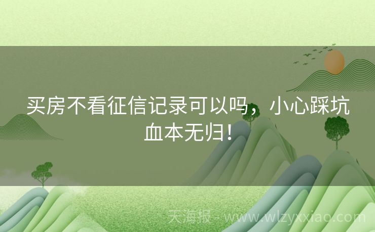 买房不看征信记录可以吗，小心踩坑血本无归！