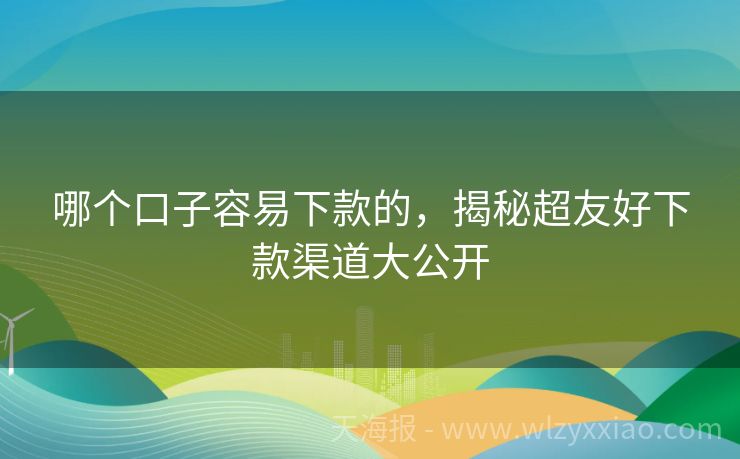 哪个口子容易下款的，揭秘超友好下款渠道大公开