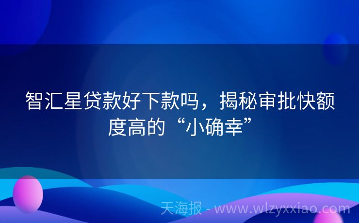智汇星贷款好下款吗，揭秘审批快额度高的“小确幸”