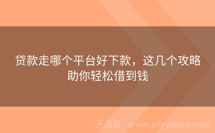 贷款走哪个平台好下款，这几个攻略助你轻松借到钱