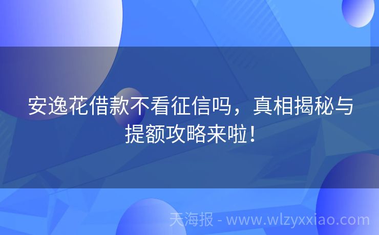 安逸花借款不看征信吗，真相揭秘与提额攻略来啦！