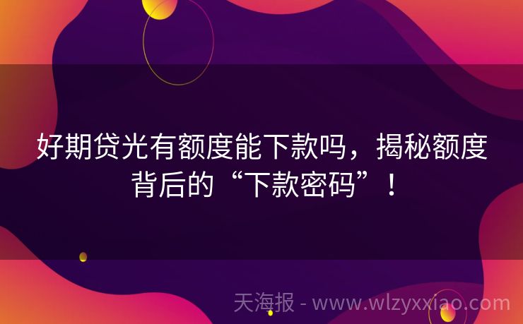 好期贷光有额度能下款吗，揭秘额度背后的“下款密码”！