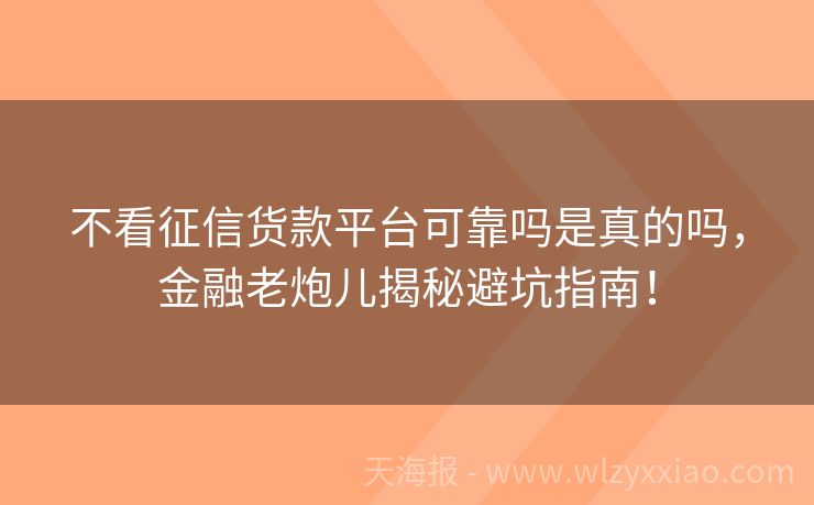 不看征信货款平台可靠吗是真的吗，金融老炮儿揭秘避坑指南！
