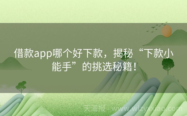 借款app哪个好下款，揭秘“下款小能手”的挑选秘籍！