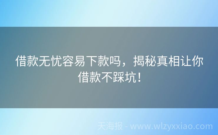 借款无忧容易下款吗，揭秘真相让你借款不踩坑！